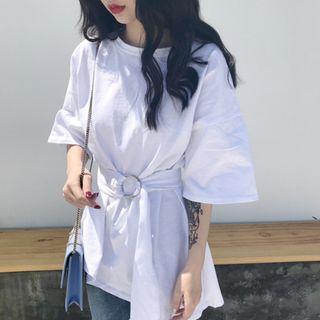 Elbow-sleeve Buckled T-shirt