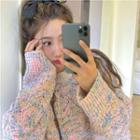 Perforated Loose-fit Sweater As Figure - One Size