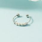 Faux Pearl Alloy Open Ring Silver - One Size
