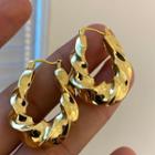 Sterling Silver Twisted Hoop Earring 1 Pair - Gold - One Size