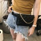 Faux Leather Quilted Belt Bag Black - One Size