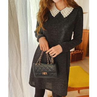 Faux-pearl Collared Knit Dress