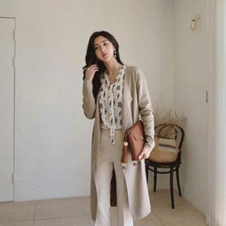V-neck Double-breasted Cardigan