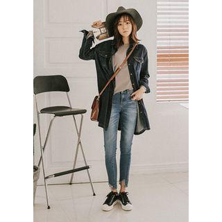 Flap-pocket Denim Shirtdress