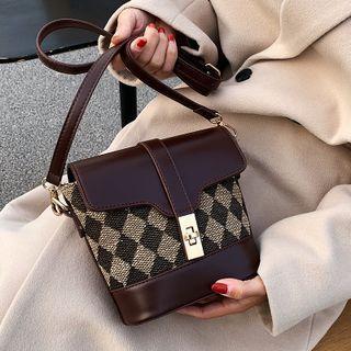Print Panel Bucket Crossbody Bag
