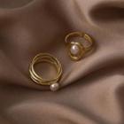 Set: Freshwater Ring + Layered Ring Gold - One Size