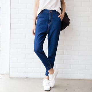 Gathered Cuff Cropped Harem Jeans
