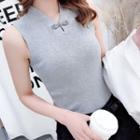 Frog-buttoned Sleeveless Knit Top