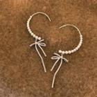 Bow Rhinestone Faux Pearl Cuff Earring