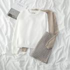 Plain Knit Top / Plaid Mini A-line Skirt
