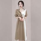 Short-sleeve Two-tone Midi A-line Shirt Dress
