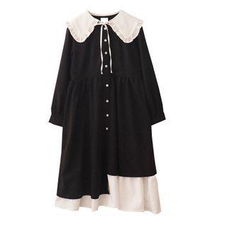 Detachable Collar Mock Two-piece Midi A-line Dress