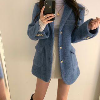 Single Breasted Faux Fur Coat