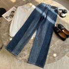 Mid-rise Two-tone Straight Leg Jeans