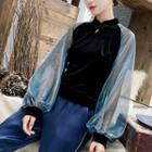 Traditional Chinese Long-sleeve Sheer Panel Top