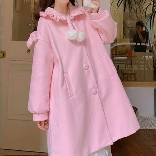 Frilled Trim Collar Single-breasted Coat