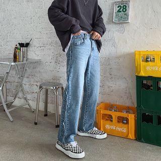 Fringed Trim Straight-fit Jeans