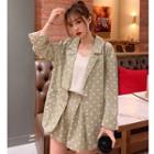 Dotted Blazer / Dotted Wide Leg Shorts / Camisole / Set