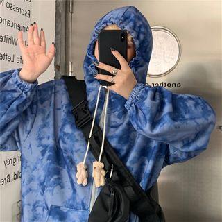 Tie Dye Zip-up Hooded Jacket Tie Dye - Blue - One Size