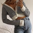 Cropped Houndstooth Cardigan