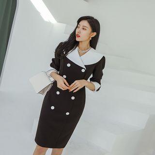 Wide-lapel Double-breasted Dress
