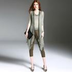 Set: Silk Light Jacket + Tank Top + Harem Pants