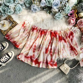 Tie-dye Off-shoulder Chiffon Blouse