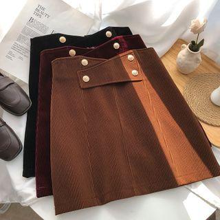 Double Breasted High Waist A-line Skirt