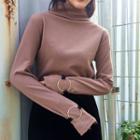 Hoop Detail Mock Neck Long Sleeve Top