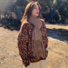 Long-sleeve Leopard Print Knit Sweater