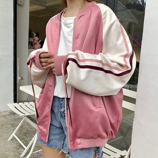 Striped-side Zip Baseball Jacket