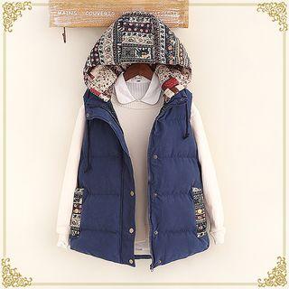 Printed Panel Padded Vest