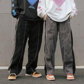Couple Matching Two-tone Straight Leg Pants