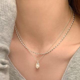 Freshwater Pearl Pendant Sterling Silver Necklace / Sterling Silver Necklace / Set