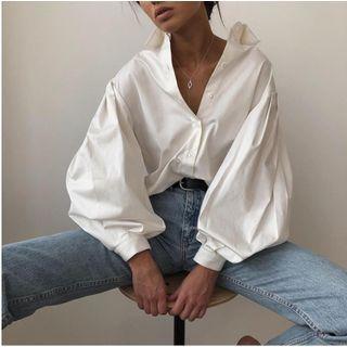 Puff Long-sleeve Plain Shirt