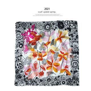 Printed Silk Scarf Black - 53x53cm - A1007y