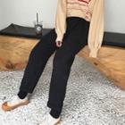 Plain High Waist Corduroy Cropped Pants