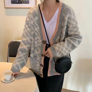 Color-panel Cardigan Gray - One Size