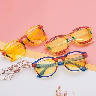 Color Panel Round Sunglasses