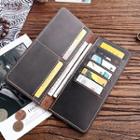 Genuine Leather Long Wallet Dark Brown - One Size