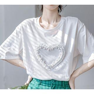 Round-neck Heart Pattern Top