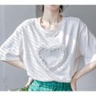 Round-neck Heart Pattern Top