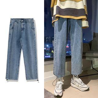 Drawstring-cuff Straight Leg Jeans