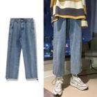 Drawstring-cuff Straight Leg Jeans