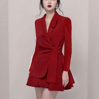 Set: Front-knot Blazer + Mini A-line Skirt