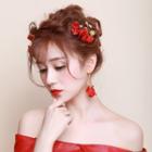 Wedding Set: Floral Hair Clip + Earring