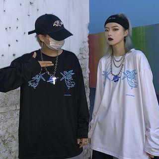Couple Matching Angel Print Long-sleeve T-shirt