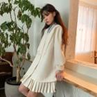2-in-1 Pleated Shirtdress Cream - One Size