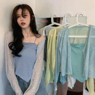 Light Cardigan / Plaid Camisole Top