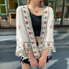 Floral Embroidered Light Jacket White - One Size
